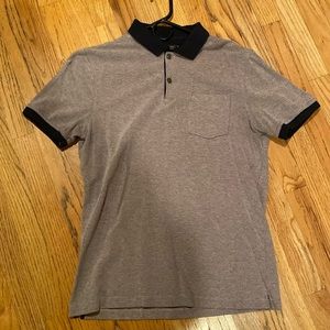 Banana Republic Performance Pique Polo (M) Purple/Gray with navy blue collar